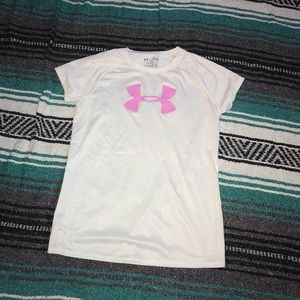 Under armor pink and white shirt